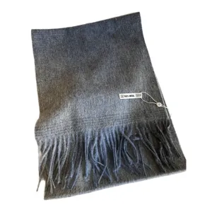 Grey wool scarf for women winter warm tassel fringe fashion casual soft cozy neck wrap new