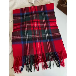 Classic retro plaid wool fringe scarf autumn winter warm couple shawl neck wear stylish