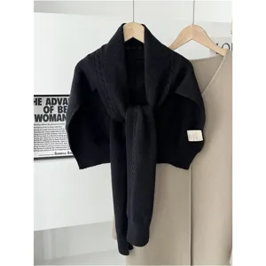 Black knitted shawl sweater winter autumn warmth stylish layered neck warmer cozy accessory