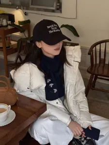 Korean style winter wool blend knitted scarf and cap set for women warm fashion cozy outfit.