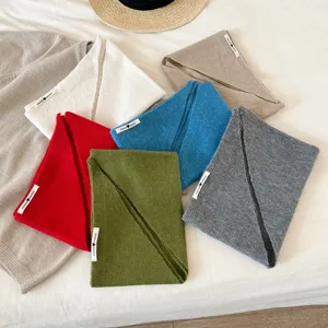 Wollen mix effen gebreide driehoekige sjaal winter warme omslagdoek mode halsdoek
