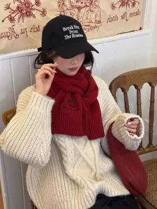 Japanese style solid color wool blend scarf for women, cozy winter fringe scarf shawl.