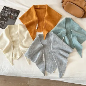 Wollen gebreide driehoekige sjaal winter warme omslagdoek veelzijdige nekdoek set dames