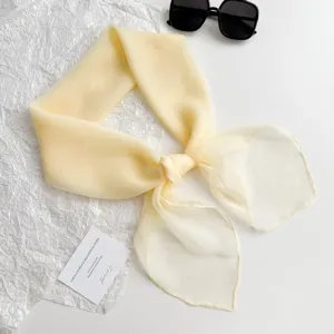 Hellgelbes Chiffontuch, weicher leichter Stoff, elegantes tägliches Halstuch Accessoire.