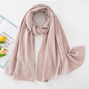 Sciarpa lunga tinta unita stropicciata donna scialle leggero traspirante rosa accessorio