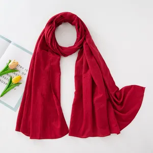 Sciarpa lunga tinta unita stropicciata foulard traspirante donna accessorio moda chic
