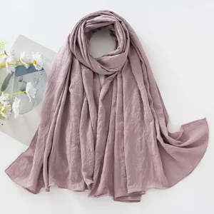 Sciarpa lunga hijab in modal stropicciato tinta unita traspirante scialle casual donna