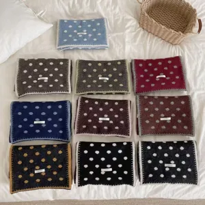 Autumn winter wool polka dot scarf warm soft lock edge stylish multi color women gift