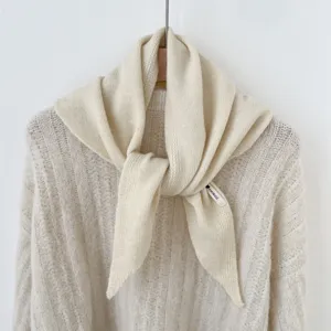 Dames wolmix effen gebreide driehoekige sjaal winter warm gezellig halsdoek mode accessoire.