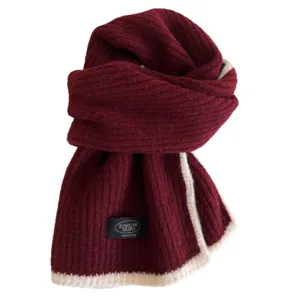 Japanese style solid color piped knit wool scarf for women winter warm cozy neckerchief