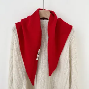 Winter wolmix effen rode gebreide driehoekige sjaal gezellige nekwarmer dames omslagdoek