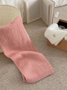 Comoda sciarpa invernale in maglia per donna e coppie, morbida spessa calda accessorio tinta unita.