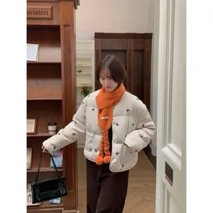 Korean style autumn winter solid color plush knitted sweet girl braided pom pom scarf women 2025