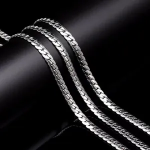 Titanium steel Cuban chain necklace for men, hip hop style encrypted embossed NK chain.