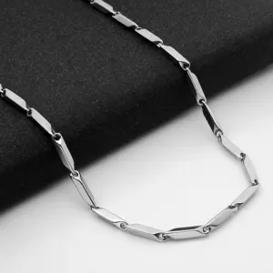 Collar de cadena de eslabones de bambú de acero inoxidable para hombre 60cm moda 29g