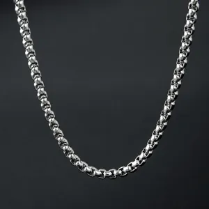 Stainless steel chain necklace for men, 60cm long durable titanium steel jewelry item.