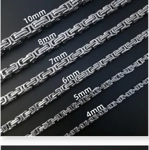Stainless steel byzantine chain necklace for men hip hop titanium steel jewelry width options