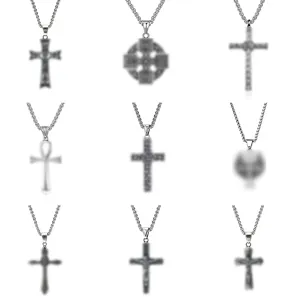 Collier Pendentif Croix en Acier Titane pour Hommes Rétro Hip Hop Chaîne en Acier Inoxydable Bijoux Cadeau