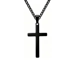 Collana con Ciondolo a Croce in Acciaio Inossidabile Unisex Hip Hop Minimalista Catena a Croce Lisa Regalo di Gioielli
