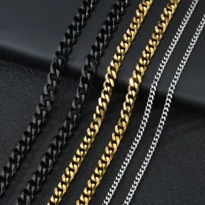 Stainless steel Cuban chain necklace set, hip hop punk metal choker chain jewelry for men and women.