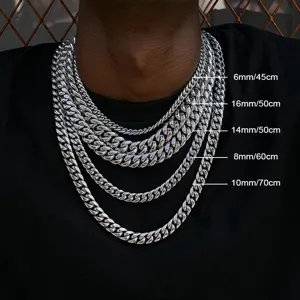 Men Stainless Steel Cuban Link Chain Necklace Hip Hop Chunky Heavy Chain Fashion Punk Rock Jewelry For Men Boys