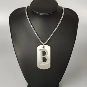 Stainless steel letter B pendant necklace, hip hop street style fashion jewelry for men and women.