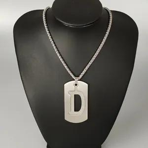Stainless steel letter D dog tag pendant necklace hip hop street style jewelry