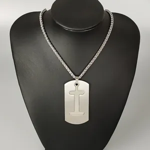 Stainless steel letter dog tag necklace, hip hop street style pendant for men and women.