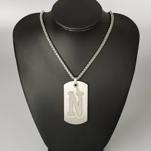 Stainless steel letter N pendant necklace hip hop street style jewelry for men and women