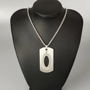 Stainless steel letter dog tag pendant necklace, hip hop street style jewelry for men women.