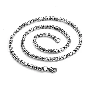 Heren roestvrij staal zilveren ketting ketting, duurzame metalen schakel sieraden.