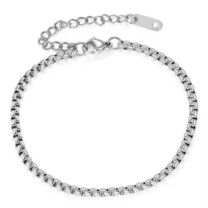 Stainless steel square chain necklace detail, durable mens fashion jewelry accessory.