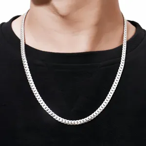 Minimalist Titanium Steel Cuban Link Chain Necklace For Men Women Hip Hop Flat NK Chain Fashion Jewelry Statement Collar