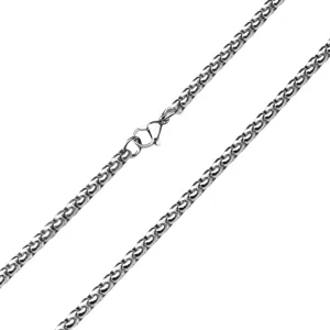 Stainless steel square bead chain necklace for men, fashion metal dragon bone chain jewelry.