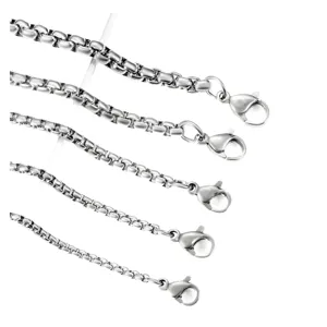 Men Stainless Steel Box Chain Necklace Square Bone Chain Fashion Geometric Metal Link Chain Jewelry