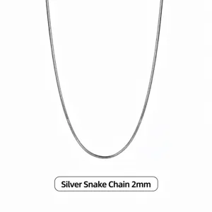 Collier Chaîne Serpent Carrée Argent 2mm Largeur Bijou Minimaliste Acier Inoxydable