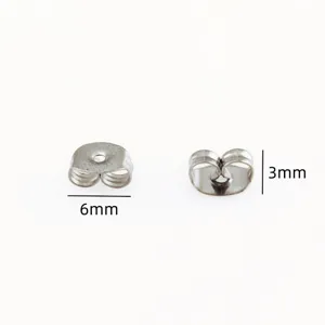 Parte trasera de pendientes de mariposa de acero inoxidable accesorios de joyeria 6mm 3mm