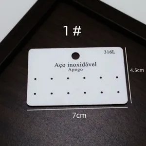 Hochwertige Edelstahl Ohrring Display Karte weiße Papierverpackung Halterung Größe 7x4.5cm