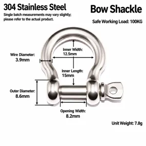 Maniglione in acciaio inox tipo arco M4, robusta ferramenta di sartiame 304 per connessione fai.