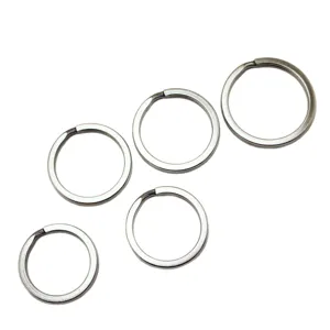 Stainless steel key rings set flat split rings for DIY crafts and car keychains main view