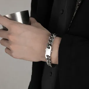 Herren Kubanische Kette Armband Minimalistischer Titanstahl Hip-Hop Schwermetall Handgelenk Schmuck Für Herren