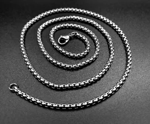 Heren roestvrij staal doos ketting halsketting mode titanium staal sieraden zilver kleur