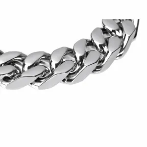 Herren Titan Stahl Kubanische Kette Armband 10mm breiter Hip Hop Stil silberner Schmuck.