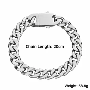 Herren minimalistisches Titanstahl Kubanische Kette Armband, 10mm Hip-Hop Hauptproduktansicht.