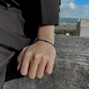 Trendy men titanium steel rainbow bamboo chain bracelet versatile unisex fashion jewelry