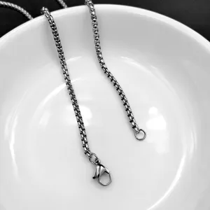 Roestvrijstalen doosketting halsketting voor heren zilver metaal DIY sieraden groothandel.