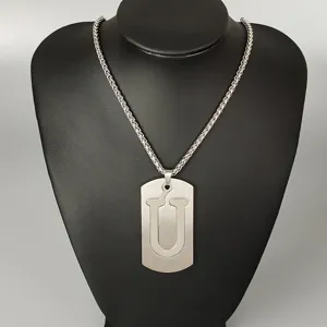 Stainless steel letter U pendant necklace hip hop street style fashion jewelry for men and women