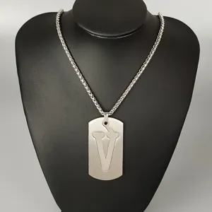 Stainless steel letter V dog tag pendant necklace hip hop street fashion jewelry for men women