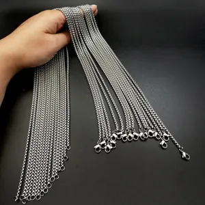 Roestvrijstalen doosketting detail, duurzaam metaal DIY ketting accessoire voor heren sieraden.