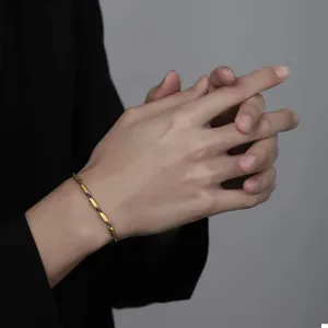 Trendy men titanium steel rainbow bracelet fashion casual bamboo chain jewelry gift for him
